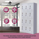 12-Door Locker for Office Gym Shed School Home Storage - Standard Lock with Keys