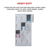 12-Door Locker for Office Gym Shed School Home Storage - Standard Lock with Keys - Rear View