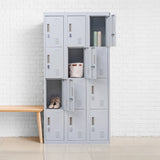 12-Door Locker for Office Gym Shed School Home Storage - Padlock-operated - 45-Degree Angle