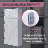 12-Door Locker for Office Gym Shed School Home Storage - Padlock-operated