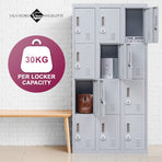 12-Door Locker for Office Gym Shed School Home Storage - 3-Digit Combination Lock