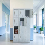 12-Door Locker for Office Gym Shed School Home Storage - 3-Digit Combination Lock - 45-Degree Angle