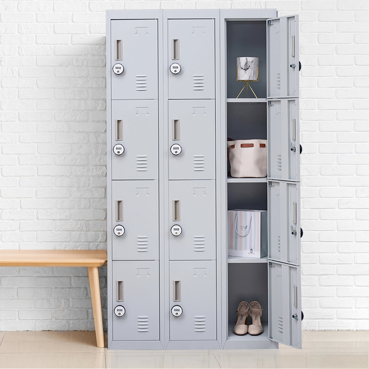 12-Door Locker for Office Gym Shed School Home Storage - 4-Digit Combination Lock