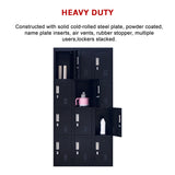 12-Door Locker for Office Gym Shed School Home Storage - Padlock-operated - 45-Degree Angle