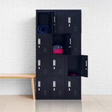 12-Door Locker for Office Gym Shed School Home Storage - Padlock-operated - Low Angle