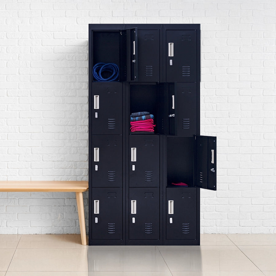 12-Door Locker for Office Gym Shed School Home Storage - Padlock-operated