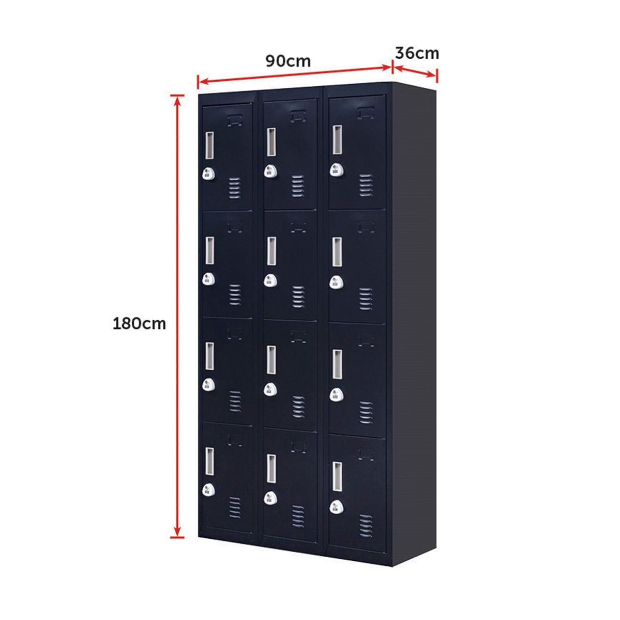 12-Door Locker for Office Gym Shed School Home Storage - 3-Digit Combination Lock