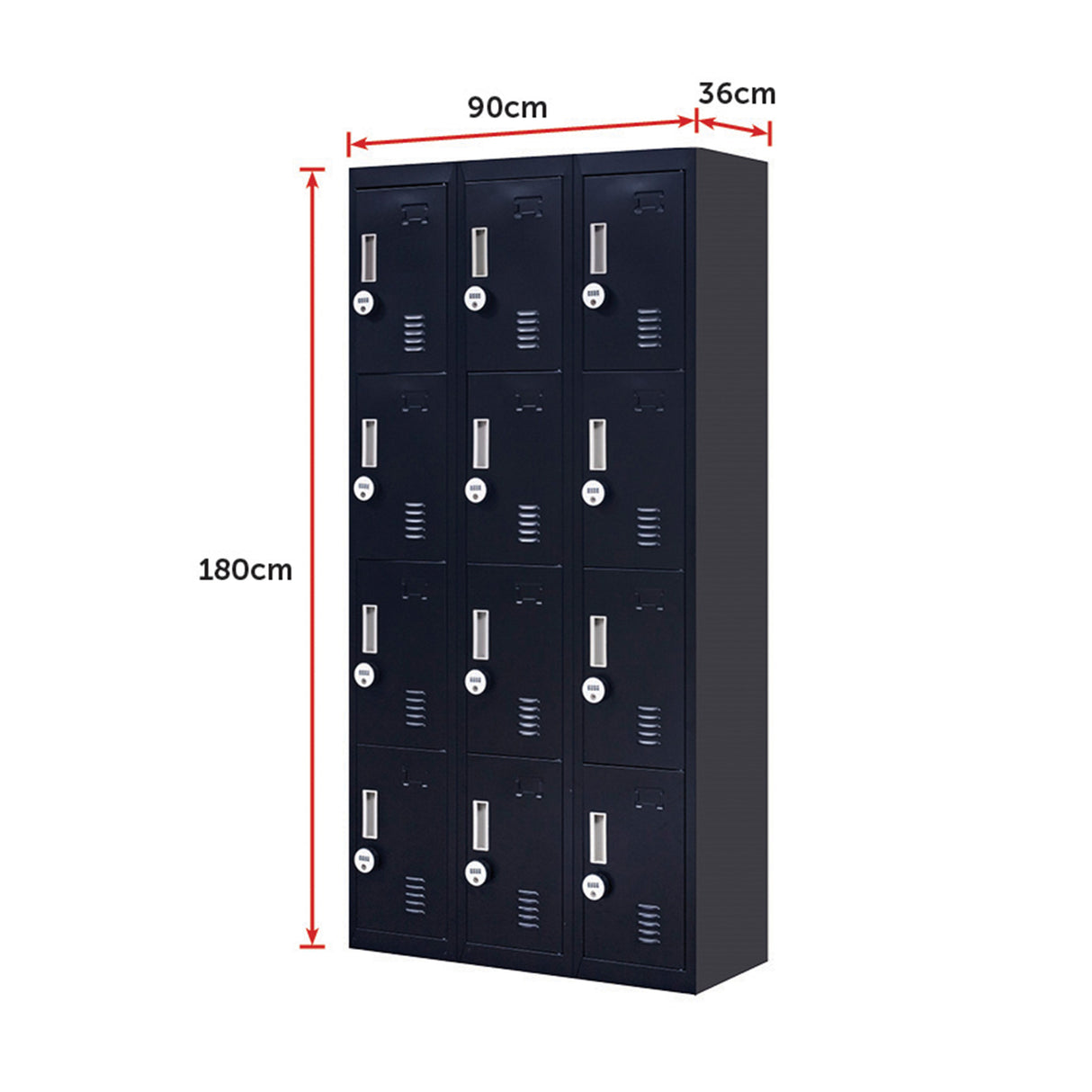 12-Door Locker for Office Gym Shed School Home Storage - 4-Digit Combination Lock