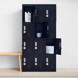 12-Door Locker for Office Gym Shed School Home Storage - 4-Digit Combination Lock - Top-Down View