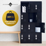 12-Door Locker for Office Gym Shed School Home Storage - 4-Digit Combination Lock