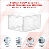 Sneaker Display Case Shoe Storage Organizer Box Stackable Plastic Clear Magnetic - Front View