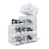 Sneaker Display Case Shoe Storage Organizer Box Stackable Plastic Clear Magnetic