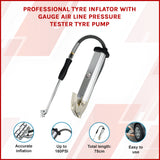 Professional Tyre Inflator with Gauge Air Line Pressure Tester Tyre Pump - Rear View