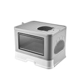 Jumbo Hooded Cat Litter Box Tray Pet Kitty Toilet for Large Cats w Hair Grooming - Rear View