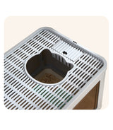 Jumbo Hooded Cat Litter Box Tray Pet Kitty Toilet for Large Cats w Hair Grooming - Close-Up Angle