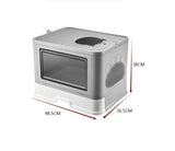 Jumbo Hooded Cat Litter Box Tray Pet Kitty Toilet for Large Cats w Hair Grooming - Low Angle