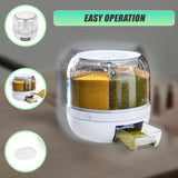 Rice Storage Cereal Dispenser Grain Container Rotating Dry Food Box - Low Angle