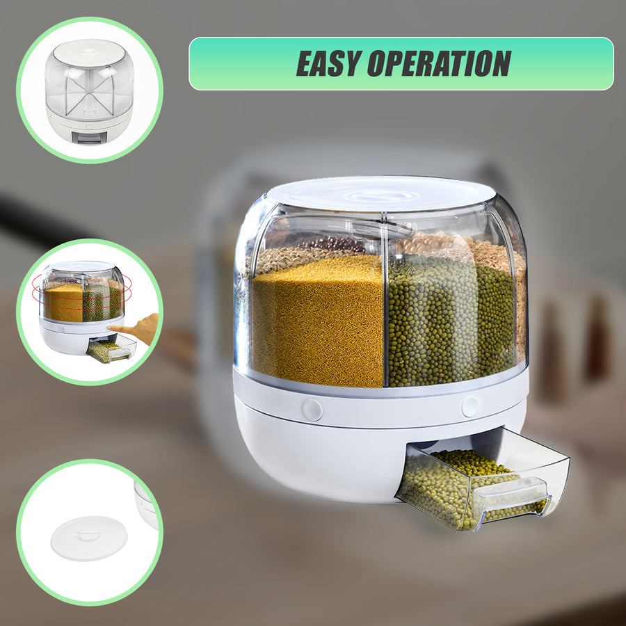 Rice Storage Cereal Dispenser Grain Container Rotating Dry Food Box