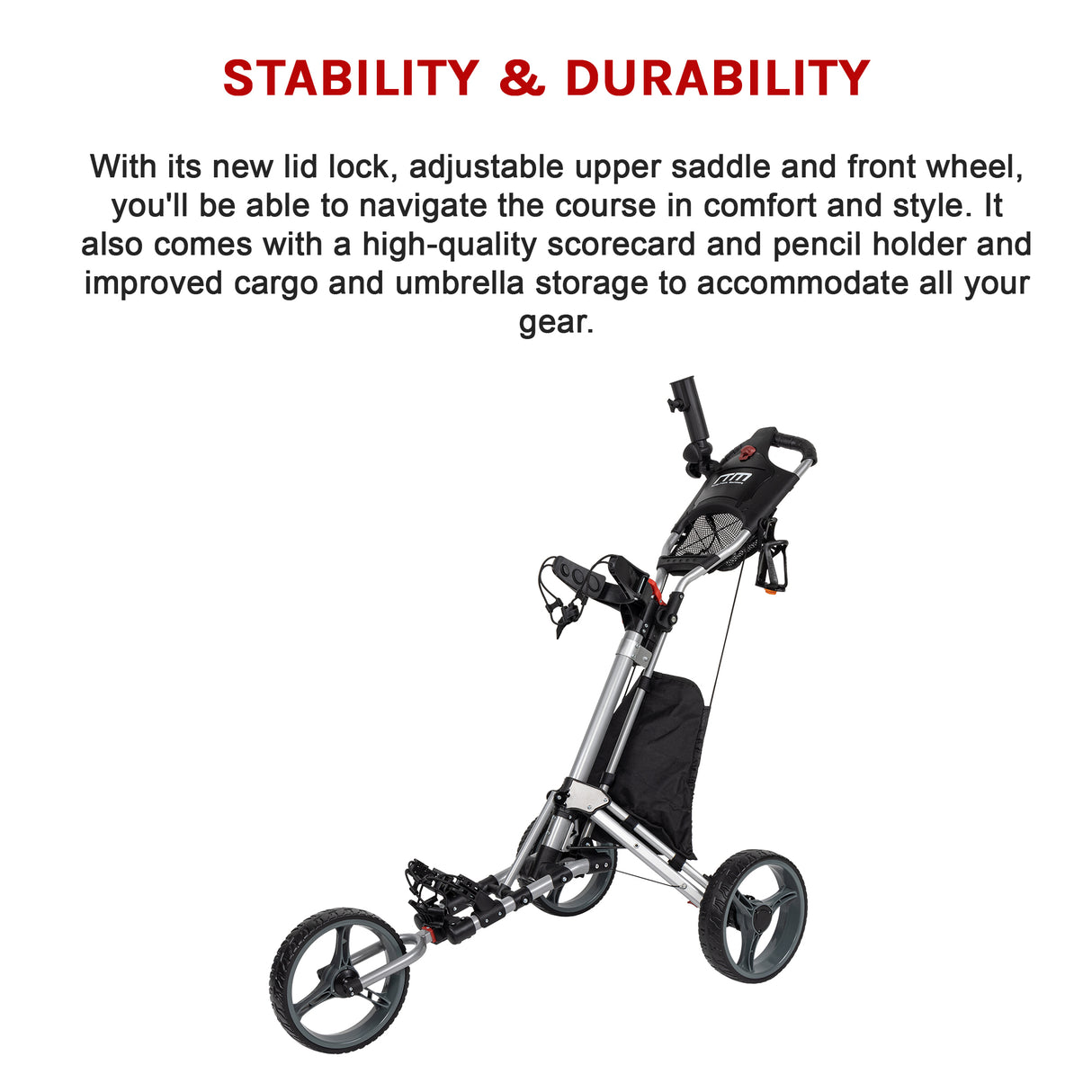 Golf Club Buggy Trolley Cart Compact Foldable 3 Wheel