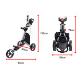 Golf Club Buggy Trolley Cart Compact Foldable 3 Wheel - Extra Image