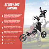 Golf Club Buggy Trolley Cart Compact Foldable 3 Wheel