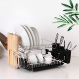 Dish Drying Rack Drainer Cup Plate Holder Cutlery Tray Kitchen Organiser - Front View