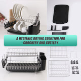 Dish Drying Rack Drainer Cup Plate Holder Cutlery Tray Kitchen Organiser - Top-Down View