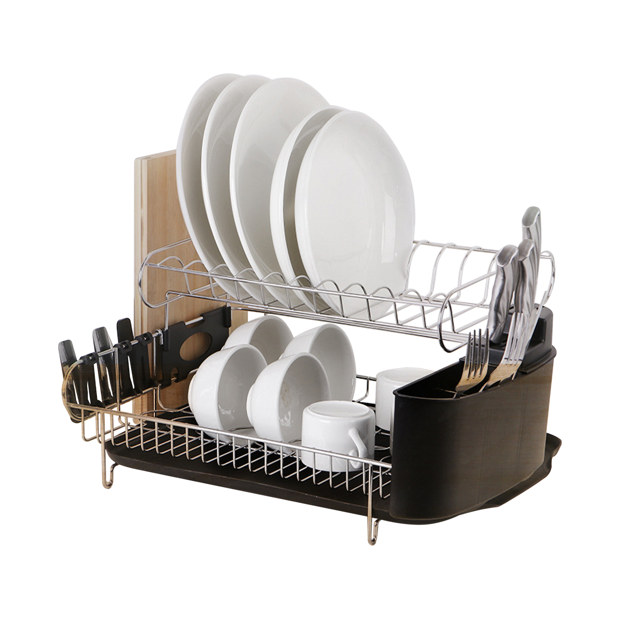 Dish Drying Rack Drainer Cup Plate Holder Cutlery Tray Kitchen Organiser