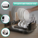 Dish Drying Rack Drainer Cup Plate Holder Cutlery Tray Kitchen Organiser - Low Angle