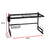 85cm Dish Drying Rack Drainer Over Sink Steel Cup Cutlery Organizer 2 Tier