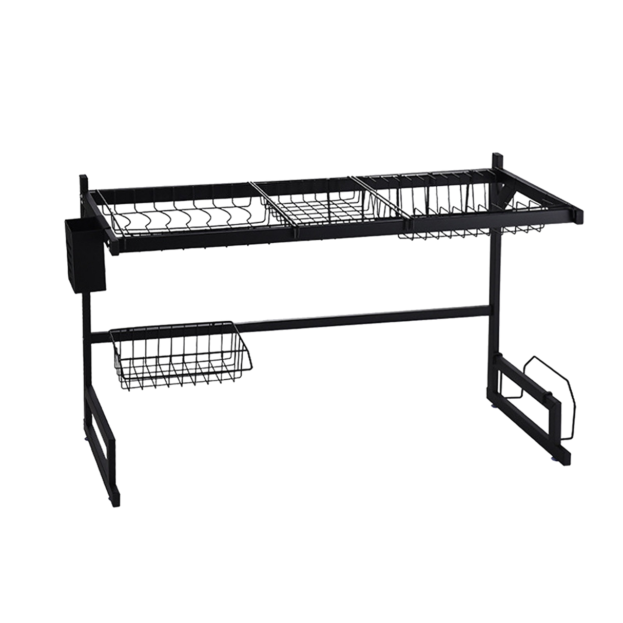 85cm Dish Drying Rack Drainer Over Sink Steel Cup Cutlery Organizer 2 Tier