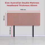 Linen Fabric Double Bed Deluxe Headboard Bedhead - Pearl Copper Brown - Rear View