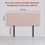 Linen Fabric Double Bed Deluxe Headboard Bedhead - Pale Pink - Rear View