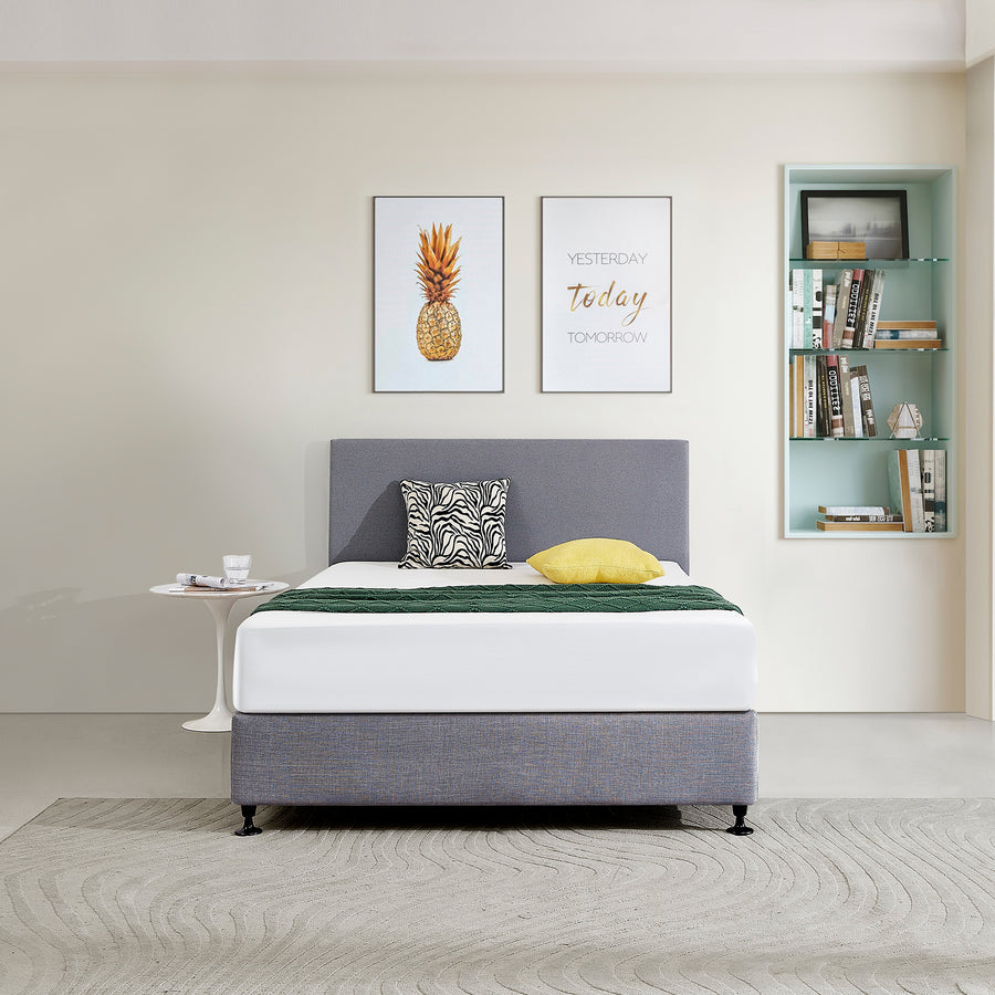 Linen Fabric Double Bed Deluxe Headboard Bedhead - Slate Ash
