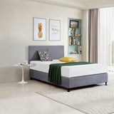 Linen Fabric Double Bed Deluxe Headboard Bedhead - Slate Ash - Front View