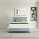 Linen Fabric Double Bed Deluxe Headboard Bedhead - Stone Grey