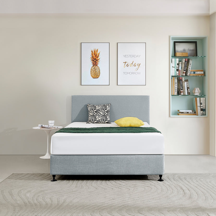 Linen Fabric Double Bed Deluxe Headboard Bedhead - Stone Grey