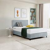 Linen Fabric Double Bed Deluxe Headboard Bedhead - Stone Grey - Front View