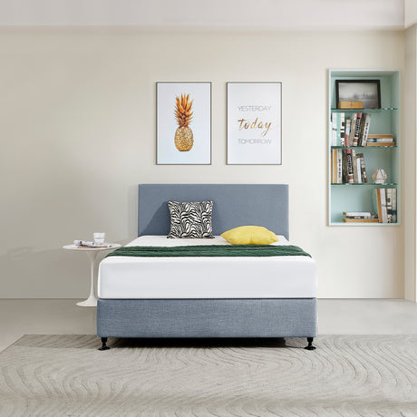 Linen Fabric Double Bed Deluxe Headboard Bedhead - Berlin Blue