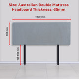 Linen Fabric Double Bed Deluxe Headboard Bedhead - Berlin Blue - Rear View