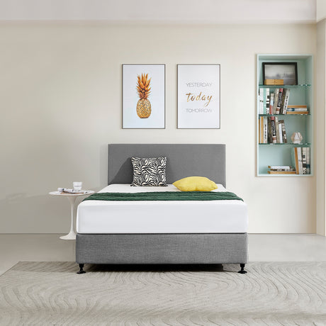 Linen Fabric Double Bed Deluxe Headboard Bedhead - Night Ash