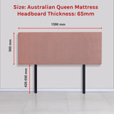 Linen Fabric Queen Bed Deluxe Headboard Bedhead - Pearl Copper Brown - Rear View