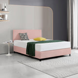Linen Fabric Queen Bed Deluxe Headboard Bedhead - Pale Pink - Front View