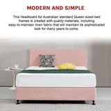 Linen Fabric Queen Bed Deluxe Headboard Bedhead - Pale Pink - 45-Degree Angle