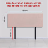 Linen Fabric Queen Bed Deluxe Headboard Bedhead - Pale Pink - Rear View