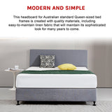 Linen Fabric Queen Bed Deluxe Headboard Bedhead - Slate Ash - 45-Degree Angle