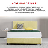 Linen Fabric Queen Bed Deluxe Headboard Bedhead - Sulfur Yellow - 45-Degree Angle