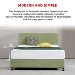 Linen Fabric Queen Bed Deluxe Headboard Bedhead - Olive Green