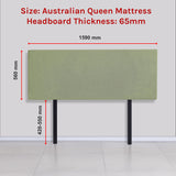 Linen Fabric Queen Bed Deluxe Headboard Bedhead - Olive Green - Rear View