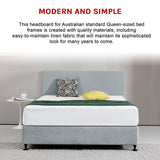 Linen Fabric Queen Bed Deluxe Headboard Bedhead - Stone Grey